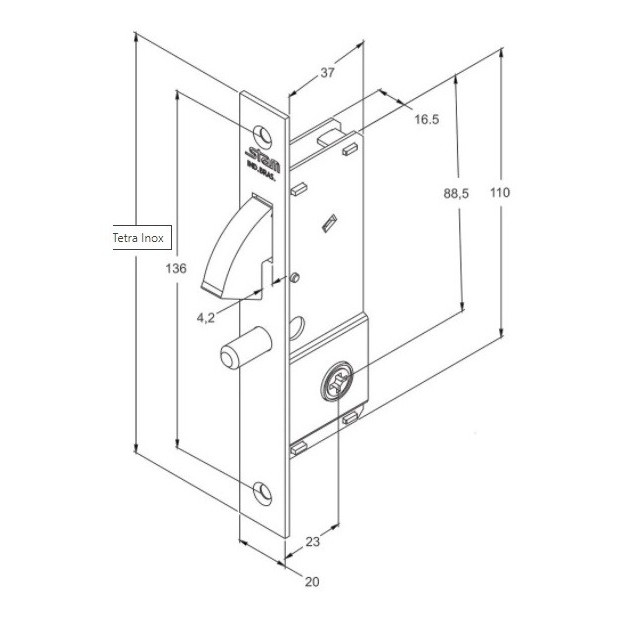 Fechadura Porta Correr 1940 4 Chaves Tetra Stam Preto Fosco