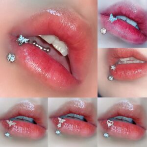 1 Pc Especiaria Punk Spice Delicada Moda De Beleza Simples Nicho De Design Butterfly Zircon Charme Piercing Lip Ring