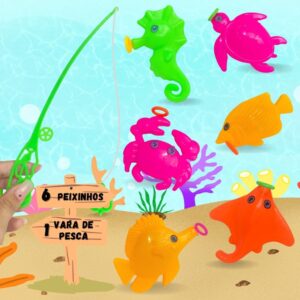 Brinquedo Pescaria Infantil Pega Peixe Com Vara De Pescar
