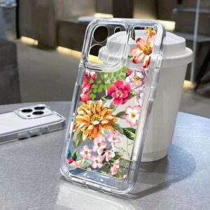 Capinha Capa tpu anti Impacto transparente Flores para Iphone 15 12 13 14 11 16 pro max 14 plus 15 16 plus case