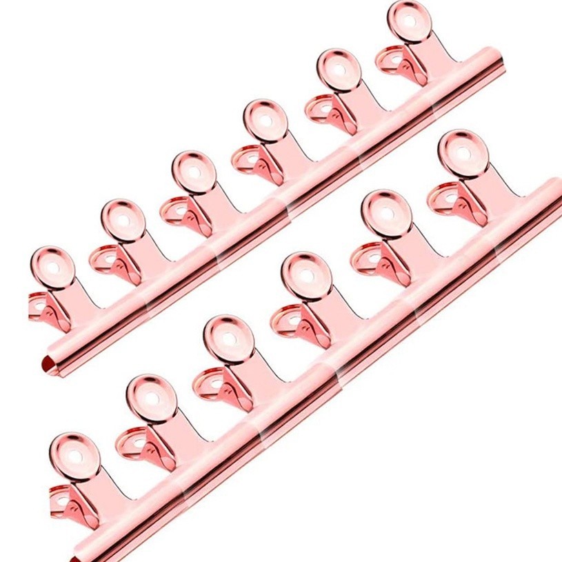Kit 12 Presilhas Curvatura C Grampo Unhas Rosa