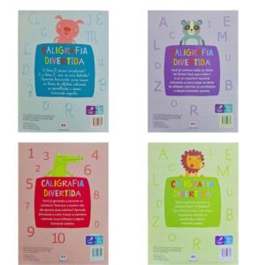 4 Livros Físicos de Atividades Caligrafia Divertida: Letra Cursiva, Letra de Fôrma, Letra Bastão e Numerais