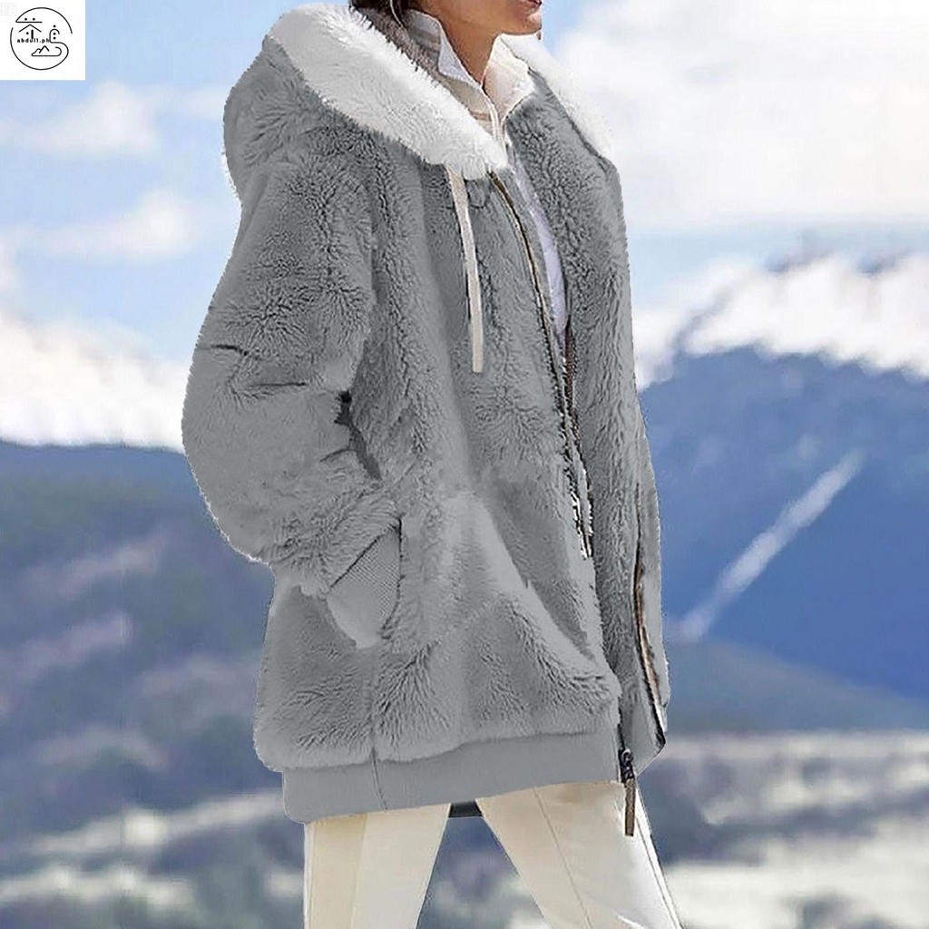 Casaco De Pelúcia Inverno Feminino De Manga Longa Fofa Quente