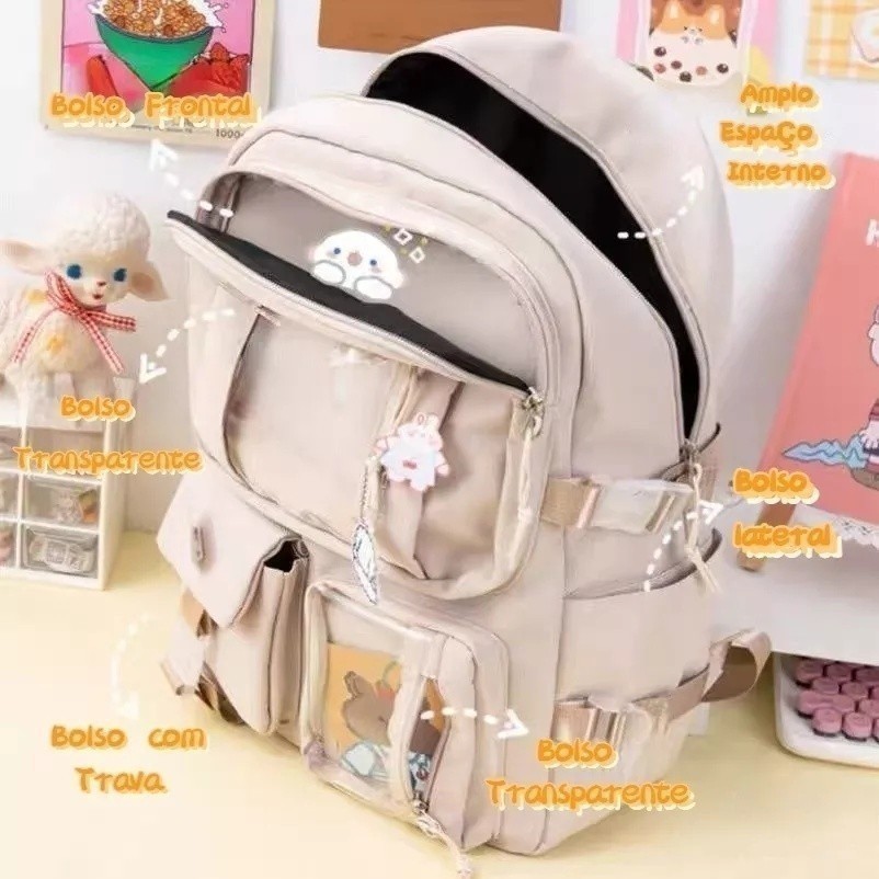 Mochila Feminina Escolar Passeio Coreano Grande Capacidade Sem Chaveiro Impermeável jorge