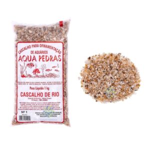 1kg Substrato Cascalho de Rio Nº 1 Natural Para Aquários Decoração Vaso Jardim