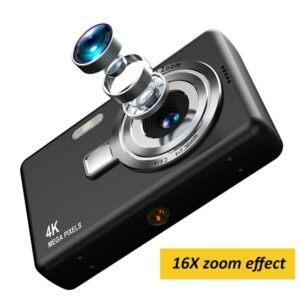 FOREVERGO 4K HD 1080P Câmera Digital Anti-Vibração Autofoco Vlogging 96MP Portátil Zoom 16X Para Crianças Adultos Inicia