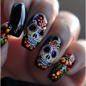 unha postiça decorada realista Halloween Com Cola francesinha unha postiça kit unha postiça nails