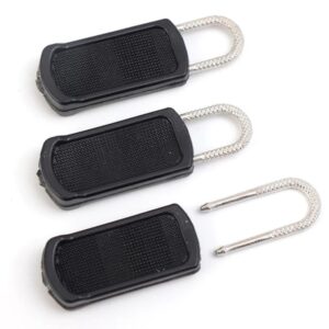 KIT COM 6 PUXADORES DE ZÍPER REMOVÍVEIS – UNIVERSAL, ANTIDERRAPANTE, SEM FERRAMENTAS – CORES PRETA E CINZA