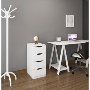 Gaveteiro Multiuso Com 4 Gavetas Em Mdp Branco