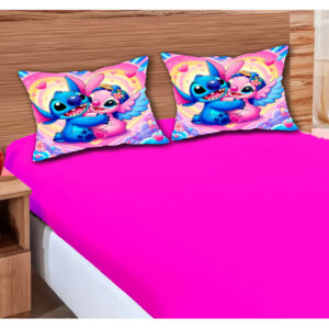Jogo De Lençol Casal 3 PÇs Stitch 25 cm altura COR 67