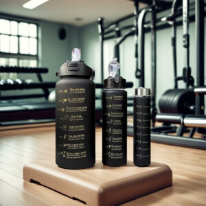 Garrafas De Água Academia Escola C/ Canudo Frases Squeeze Motivacional Kit 3