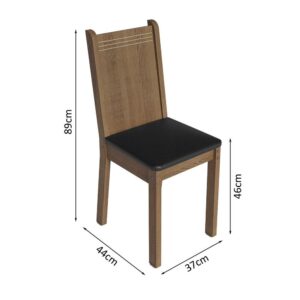 Conjunto Sala de Jantar Mesa Tampo de Madeira 4 Cadeiras Rustic/Preto Samara Madesa