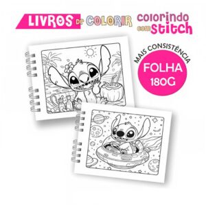Livro de Colorir Grande Stitch Capa Dura de Desenho e Papel Grosso Pintura Goods 50 paginas