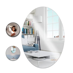 Espelho Flexível Adesivo Decorativo – 30 × 40 cm (Oval ou Retangular)