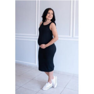 Vestido Gestante Midi Ribana Premium Alta Elasticidade