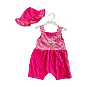 Conjunto Macacão Jardineira Chapéu Bebê Menina 0 a 3 meses Conjunto Verão