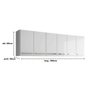 Armario Aereo De Cozinha Com Prateleira 6 Portas Maldivas