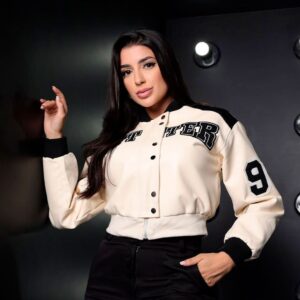 Jaqueta de Couro College Better Feminina Motoqueiro Inverno Frio