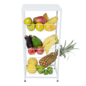 Fruteira Armário  Em Metal Com 3 Divisórias Suporte Para Microondas Galão De Água Forno