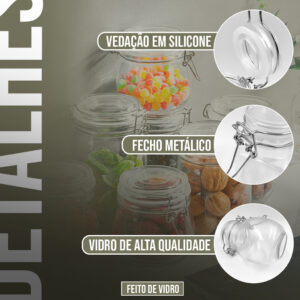 Kit 12 pote tempero Vidro redondo tampa Hermético 100Ml 8cm potiche conserva