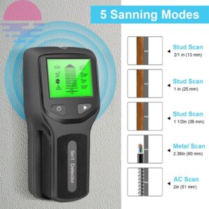 5 Em 1 Localizador De Pinos Scanner De Parede Elétrico Metal Tensão AC Detector De Fio Vivo Com Display LCD