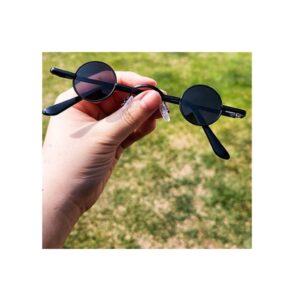 Óculos Retro Lente Tamanho Mini Redonda PRETA Estilo Hippie para Festa Fantasia Cosplay Carnaval