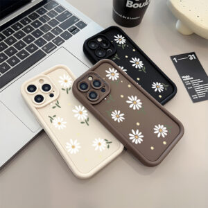 Daisy Sorriso Flor Silicone Capa De Celular Para iPhone 16 15 Pro Max 14 13 12 11 XS XR X 7 8 Plus SE2022 A Prova De Cho