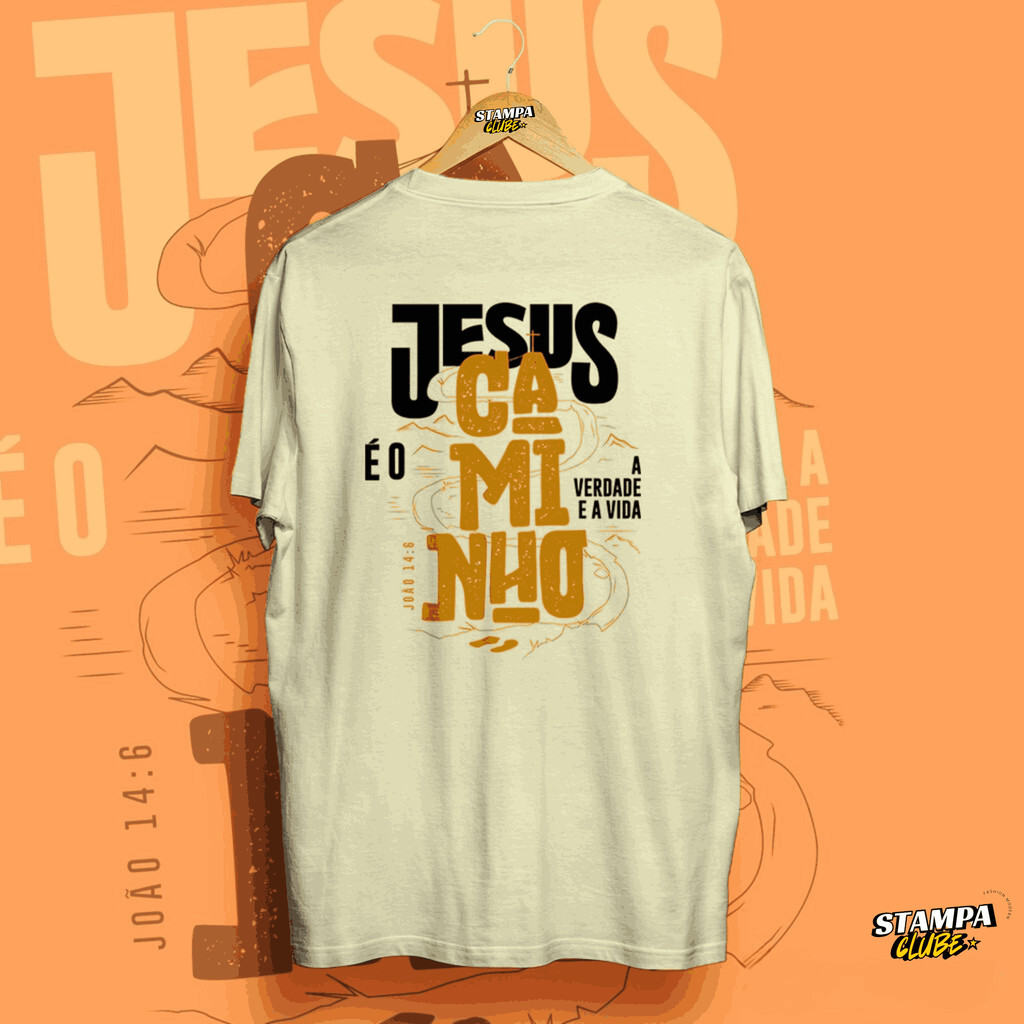 Camiseta Cristã Camisa Masculina e Feminina Streetwear Jesus è o Caminho Blusa Cristã 100% Algodao Premium