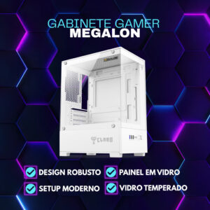 Gabinete Gamer Snow Megalon + Fan Branca + Controladora Clanm