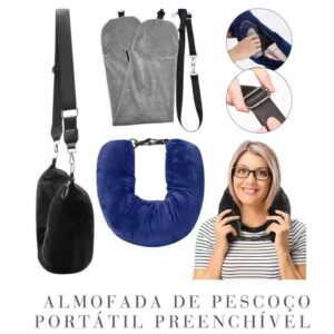 Travesseiro de Pescoço Ajustável com Zíper  Macio, Portátil e Econômico de Espaço para Viagem