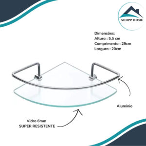 Kit com 2 Porta Shampoo de Canto – Suporte para Banheiro em Vidro 6mm, prático, moderno e ideal para otimizar seu espaço