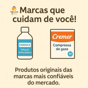 Kit Higiene 5 Gaze Cremer + 1 Antiseptico Farmax Primeiros Socorros Curativo Produtos Essenciais