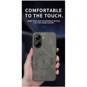 Para Xiaomi Poco X7 Pro 5G Capa Traseira Com Sensação De Pele À Prova De Choque Magnética De Couro PU