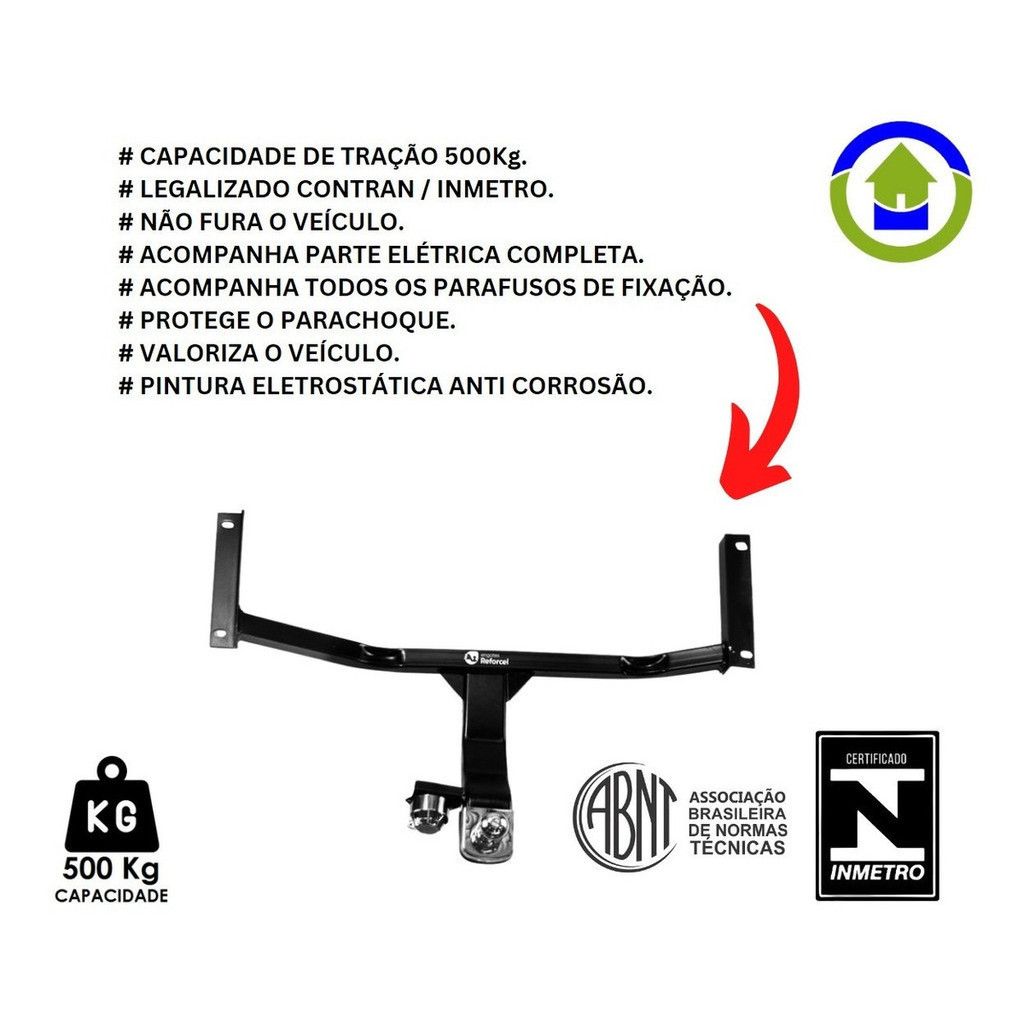 Engate Reboque Prisma Lt Ltz Advantage 2013 A 2019 500kg Produto de Qualidade Rabicho