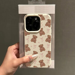 Adorável Urso De Pelúcia Padrão Lichia Design Caso De Telefone Para IPhone 16 17 15 14 13 12 11 Pro Max Plus 16E XS Capa