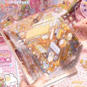 Caderno De Adesivos 3D Com 20 Cenas Diferentes | 40 Páginas | DIY, Relaxante, Educativo | Livro Silencioso Para Crianças