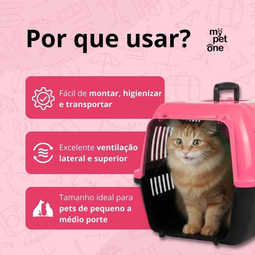 Caixa de Transporte Brinqpet Nº 3 Rosa para Cães e Gatos