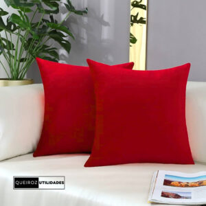 kit 2 Capas de Almofada: Vermelho – 40×40 – Decorativa Para Sala / Sofá / Quarto / Cama