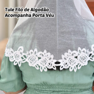 Véu Ccb Congregação Cristã Renda Guipir Floral Aplicada Adulto (mod. Neide)