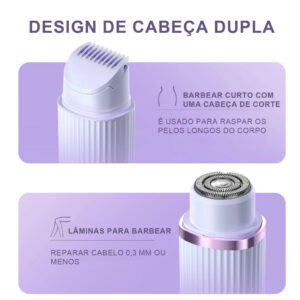 Depilador Eletrico Feminino Recarregável Removedor De Pelos Navalha Dupla