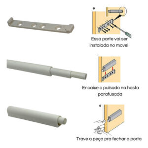 8 Pulsador Magnético Fecho Toque Para 4 Portas Armário Gaveta Branco