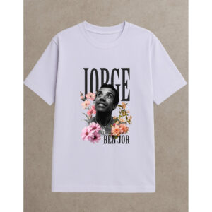 Camiseta Masculina Camisa Basica Oversized Gola Larga 100% Algodão Estampada MPB Jorge