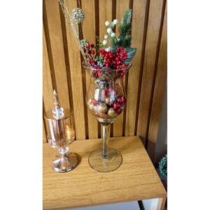 Lindo Vaso de vidro para Decoração estilo taça Napoli 37cm