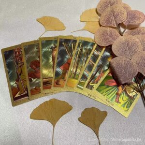 12 × 7cm À Prova D’água Deck De Tarô Oráculo Dourado Dobrável De Alta Qualidade Com Guia Inglês Padrão Waite 78 Cards