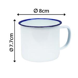 Kit Prato Fundo Esmaltado Branco 22cm + Caneca 350ml – 3 unidades