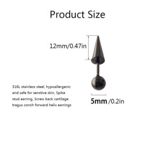[Gorgeousxx] Brincos De Orelha Cônicos Com Ponta De Aço Inoxidável De 1 Peça Para Mulheres E Homens Joias Finas