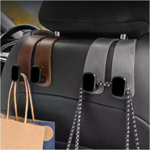 Gancho Universal Para Encosto De Cabeça De Assento De Carro-Duplo Couro Premium , Cabide De Liga Grande Com Suporte