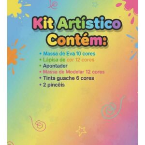 Kit de Artes e Pintura para Crianças e Escola com 12 Cores de Lápis Massa de Modelar e Tinta Guache