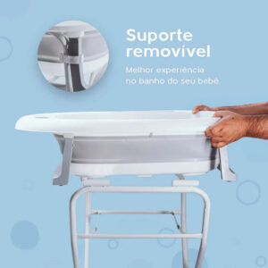 Banheira Com Suporte e Termômetro Tibaby Dobrável Com Almofada Inclusa