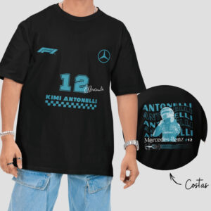 [Camiseta Premium em Algodão Puro]SISI Camiseta Formula Estampada Kimi Antonelli Piloto Mercedes Camisa Corrida Unissex